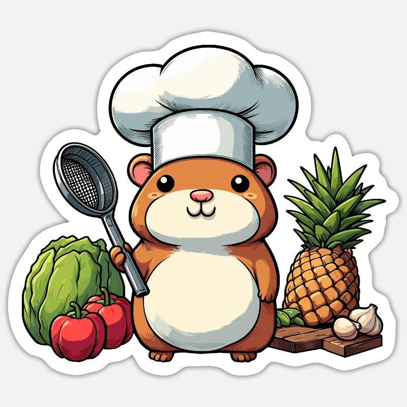 Chef Hamster Capybara with Chef's Hat Cooks Sticker size S (10 x 10 cm)