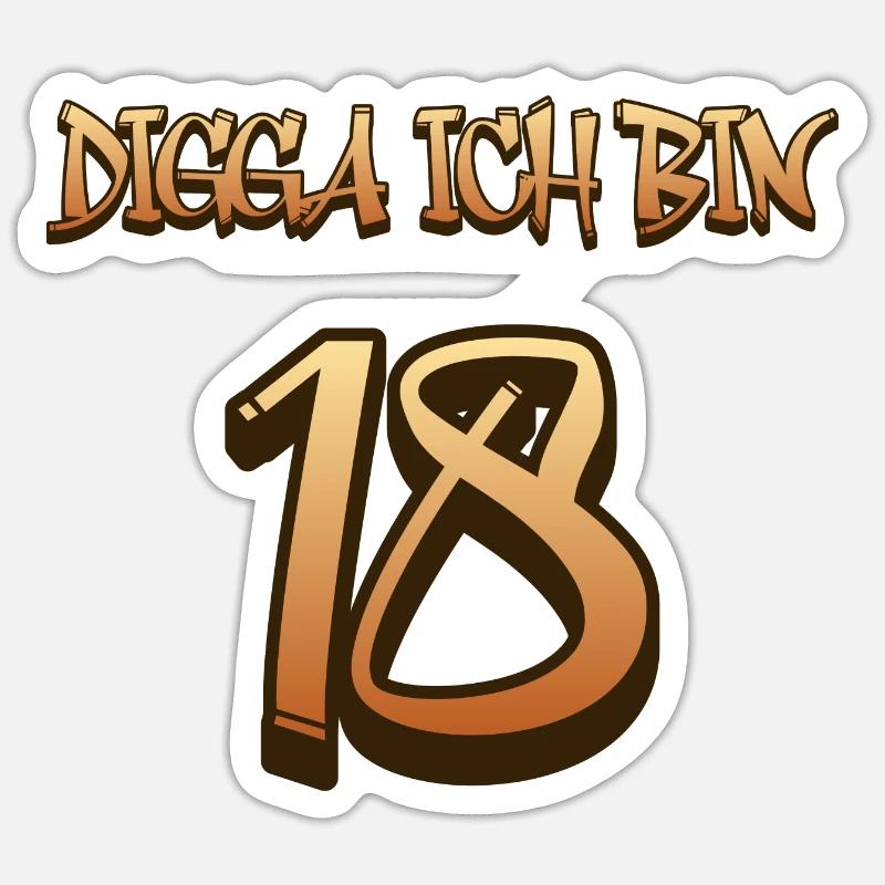 Digga J’ai 18 ans - Sticker taille S (10 x 10 cm) - blanc mat