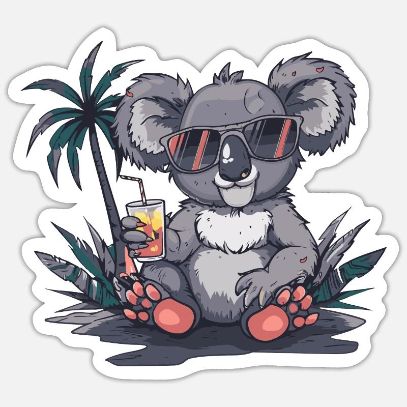 Koala Summer Beach Vacation - Sticker size S (10 x 10 cm) - white matte
