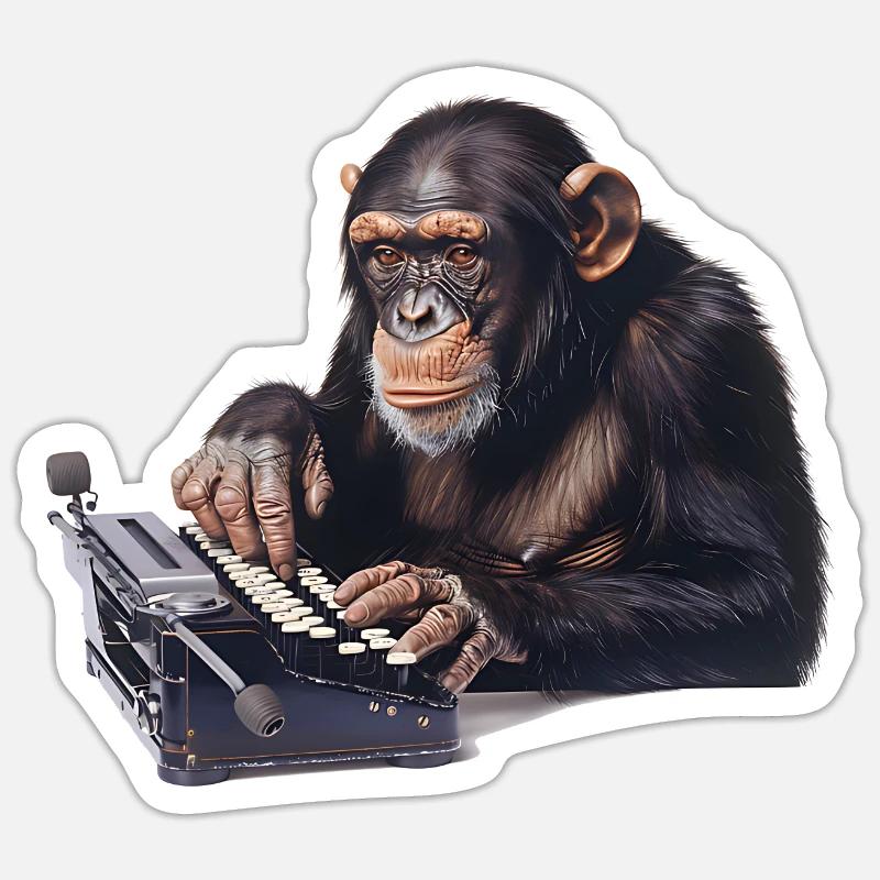 Das Infinite-Monkey-Theorem, ein Gedankenabenteuer - Sticker Größe S (10 x 10 cm) - Mattweiß