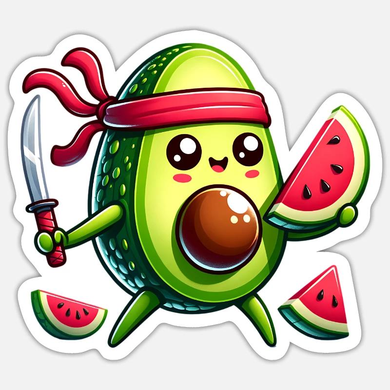 Ninja Avocado - Sticker Größe S (10 x 10 cm) - Mattweiß