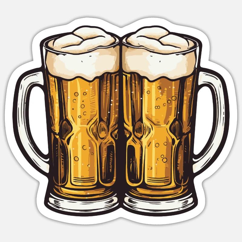 Beer Mug Beer Toast - Sticker size S (10 x 10 cm) - white matte