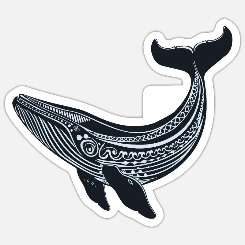 Adinkra Whale - Sticker size S (10 x 10 cm) - white matte