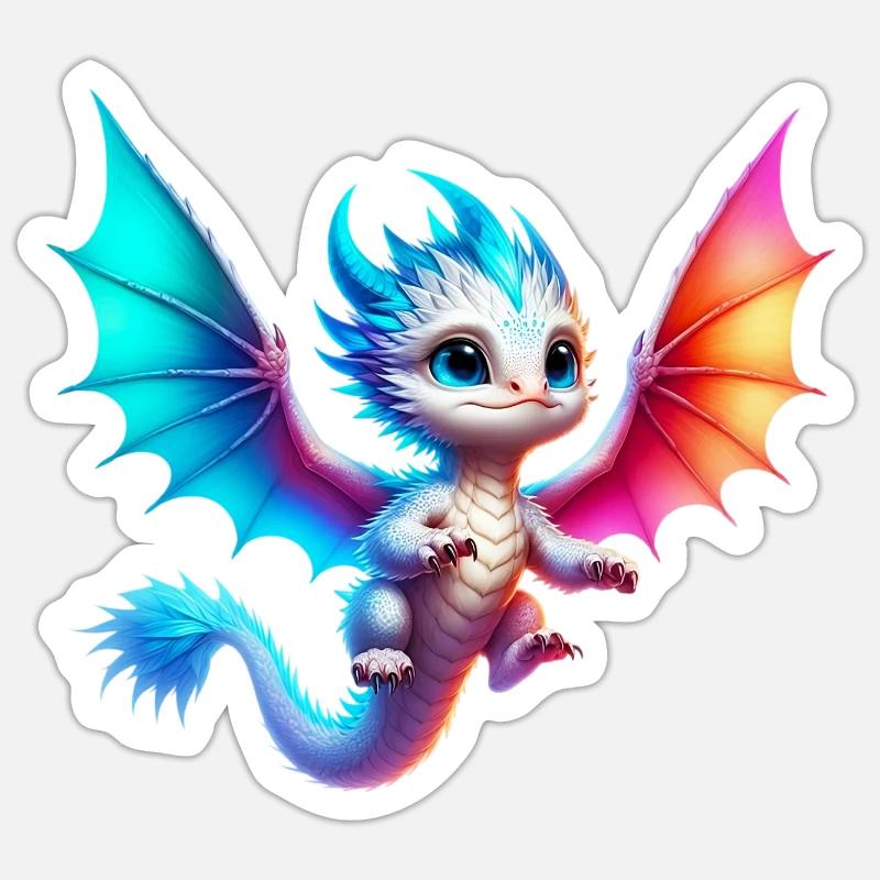 Dragon - Sticker taille S (10 x 10 cm) - blanc mat