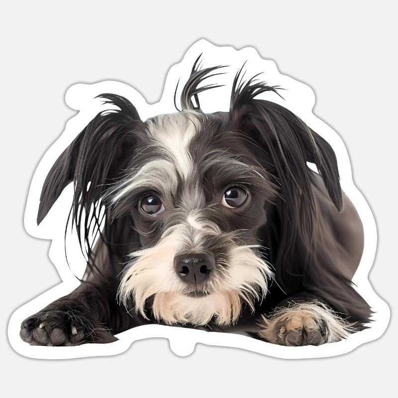 Chinois à crête - Sticker taille S (10 x 10 cm) - blanc mat