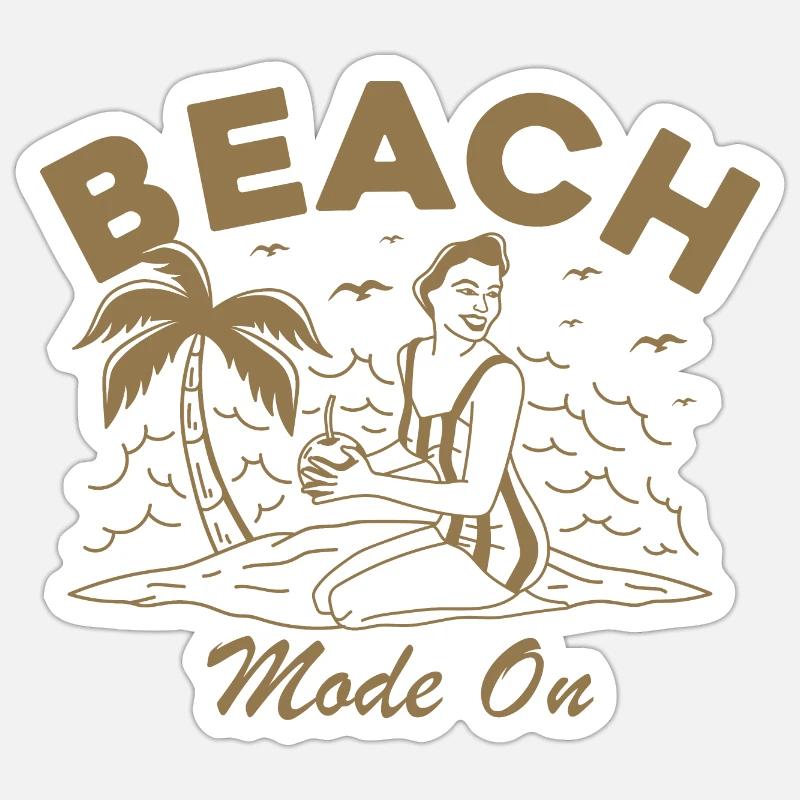 Mode plage activé - Sticker taille S (10 x 10 cm) - blanc mat