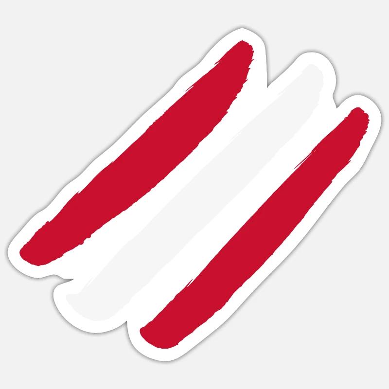 Drapeau de l’Autriche - Style Stripes - Sticker taille S (10 x 10 cm) - blanc mat