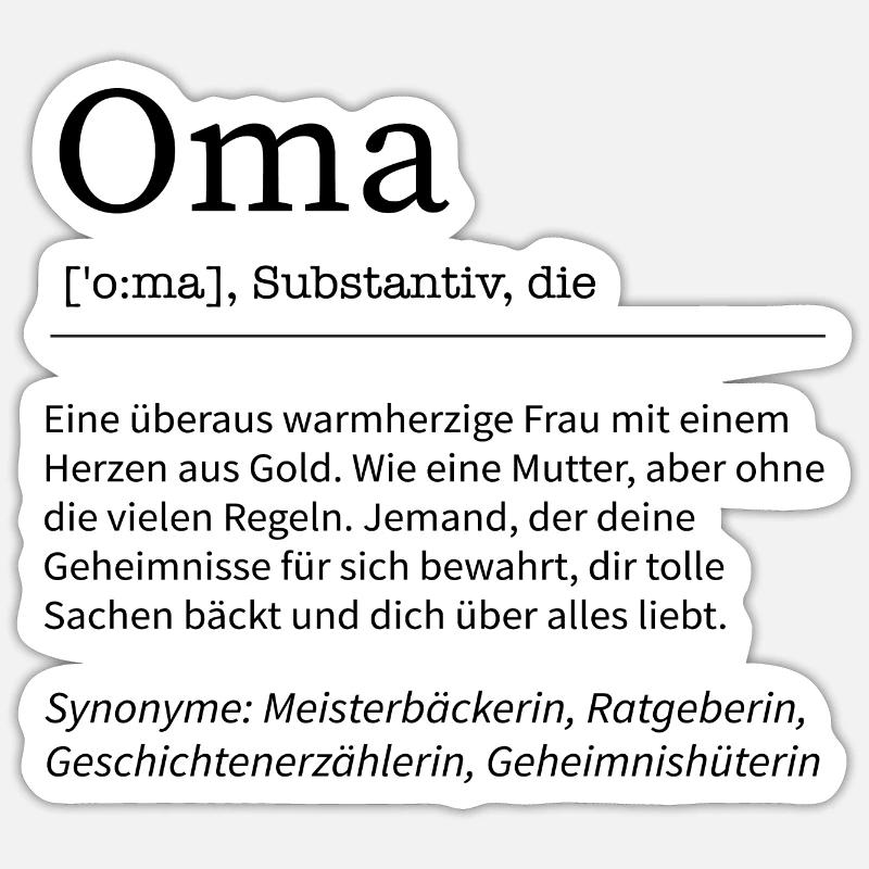 Oma Spruch Definition Großmutter Geschenkidee Sticker Größe S (10 x 10 cm)