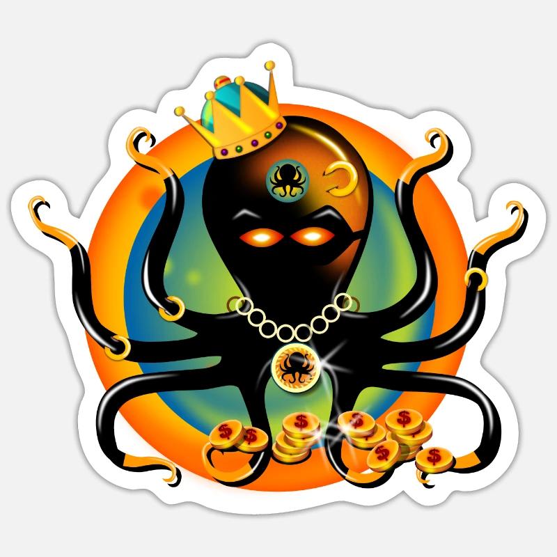 King Octopus Sticker size S (10 x 10 cm)