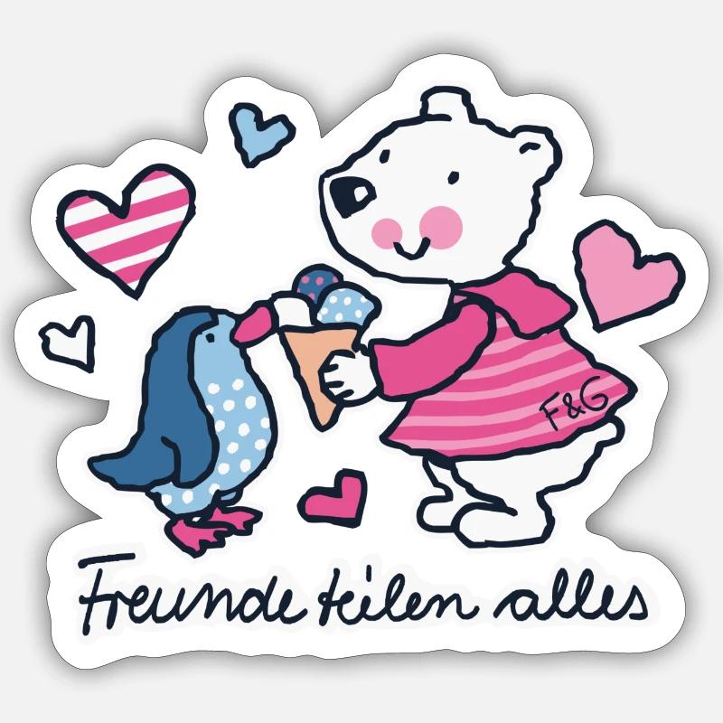 Friends share everything - Sticker size S (10 x 10 cm) - white matte