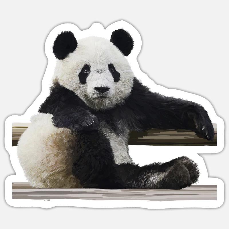 Panda - Sticker taille S (10 x 10 cm) - blanc mat