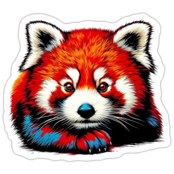Red panda - Sticker size S (10 x 10 cm) - white matte - Front