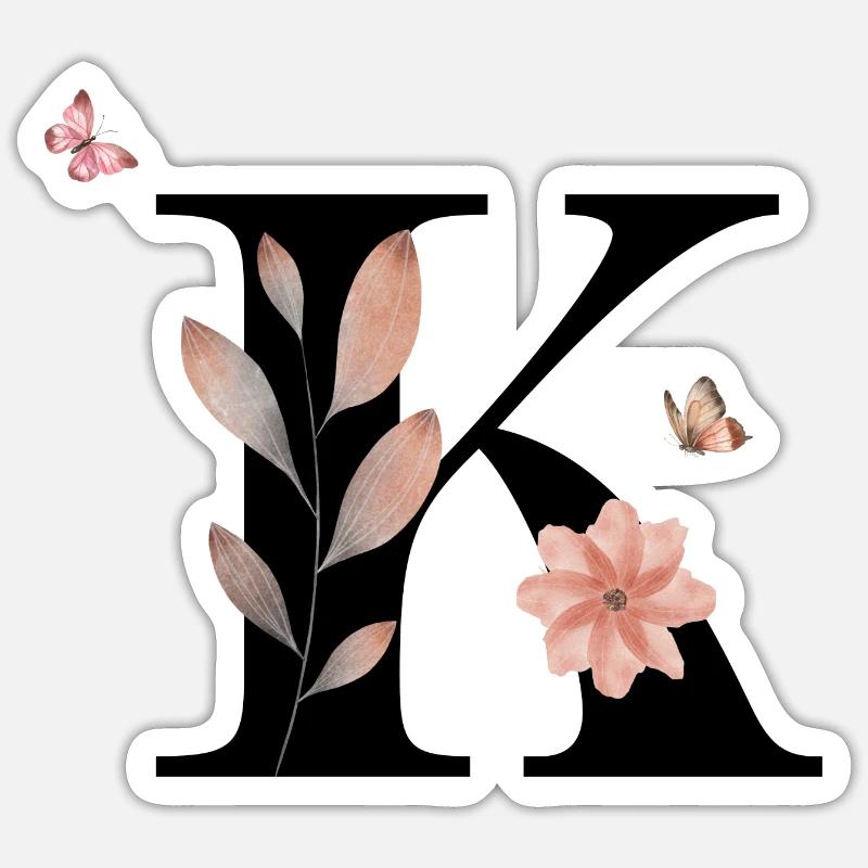 Buchstabe k Wildblumen Aquarelle - Sticker Größe S (10 x 10 cm) - Mattweiß