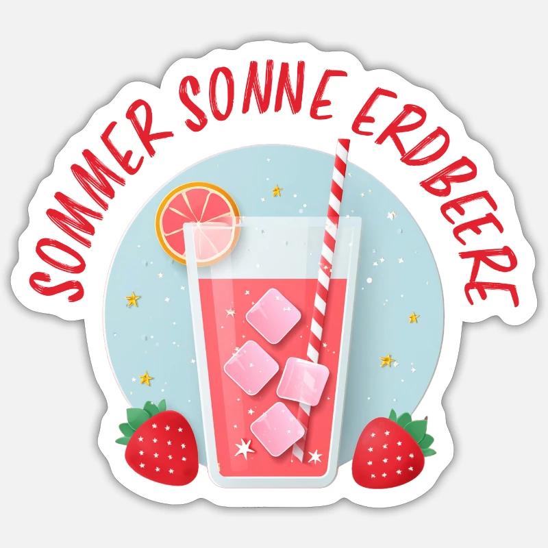 Summer, Sun, Strawberry - Sticker size S (10 x 10 cm) - white matte