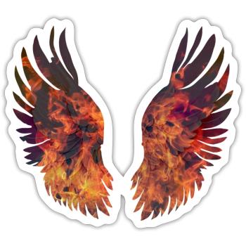 Hell brennende Flügel - Sticker Größe S (10 x 10 cm) - Mattweiß - Vorne