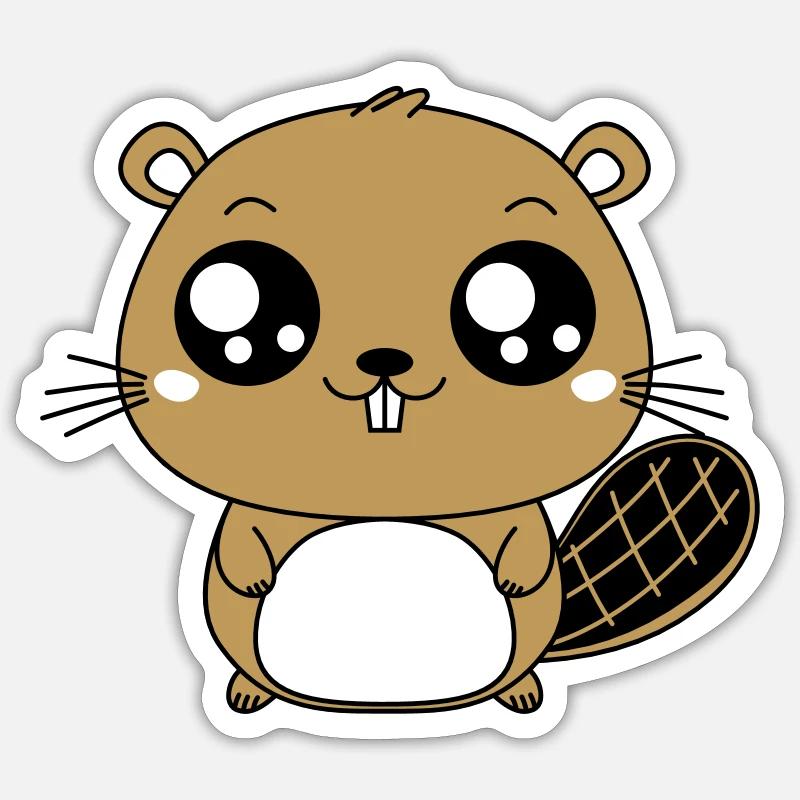 Castor mignon Sticker taille S (10 x 10 cm)