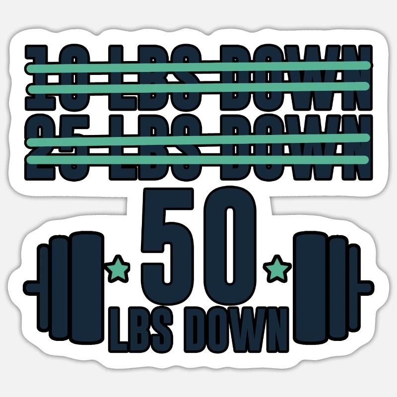 50 Lbs Down 4 - Sticker Größe S (10 x 10 cm) - Mattweiß