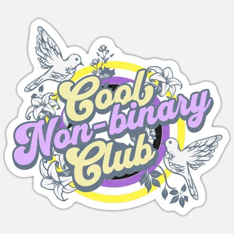 Cool Non-Binary Club Distressed Vintage Logo Sticker size S (10 x 10 cm)