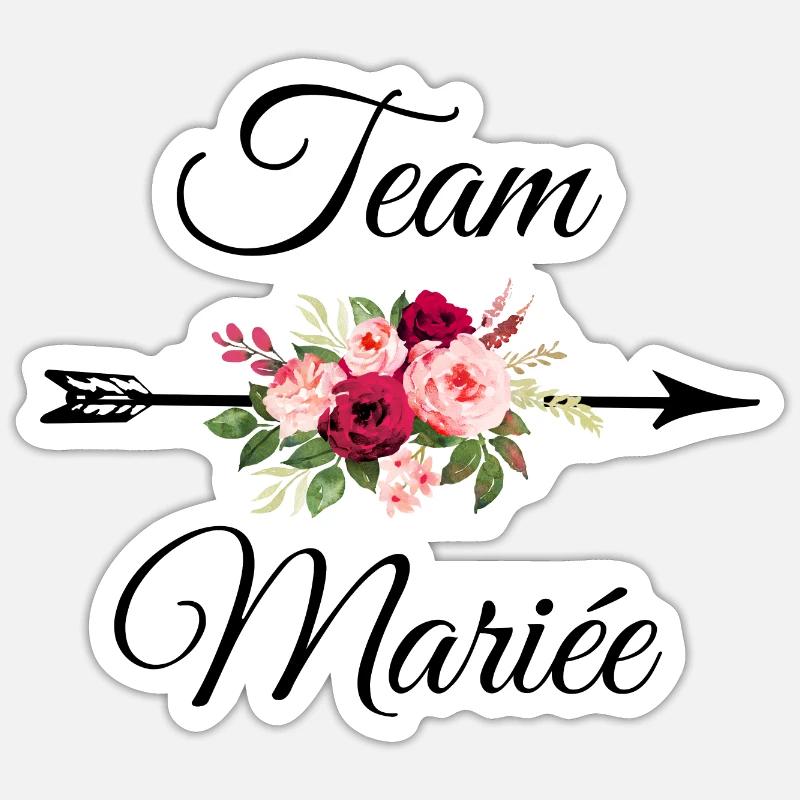 Team La mariée bouquet de fleurs flèche Sticker taille S (10 x 10 cm)