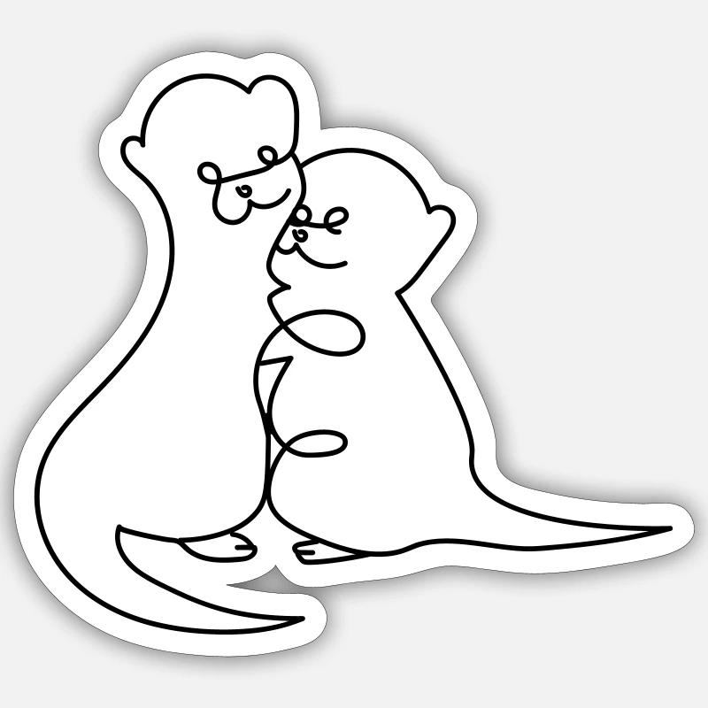 Otter One Line Drawing - Sticker size S (10 x 10 cm) - white matte