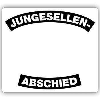 Junggesellenabschied Rahmen (JGA MC-Rocker-Design) - Sticker Größe S (10 x 10 cm) - Mattweiß - Vorne
