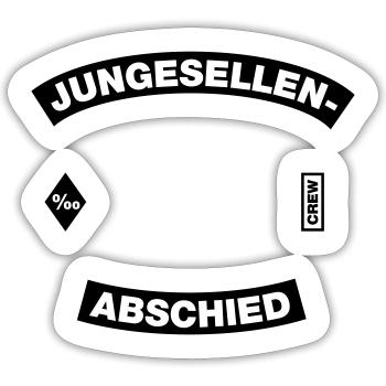 Junggesellenabschied Rahmen (JGA MC-Rocker-Design) - Sticker Größe S (10 x 10 cm) - Mattweiß - Vorne