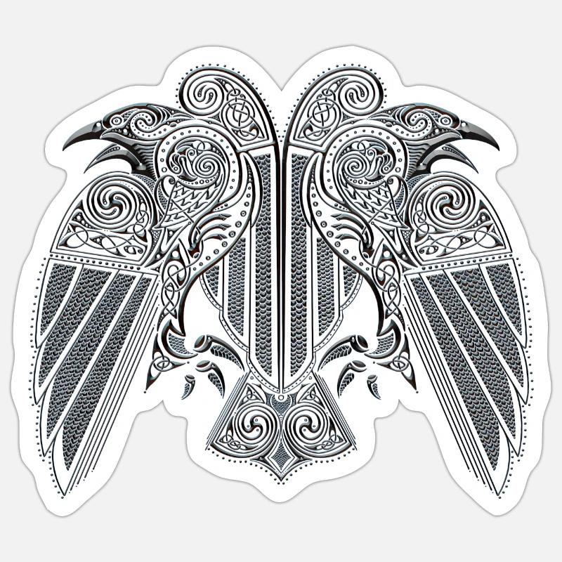 Hugin Munin - Sticker Größe S (10 x 10 cm) - Mattweiß