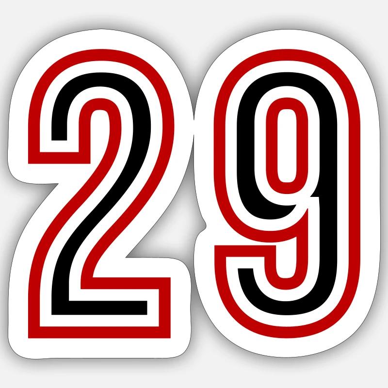 29 Number Years Jersey - Sticker size S (10 x 10 cm) - white matte
