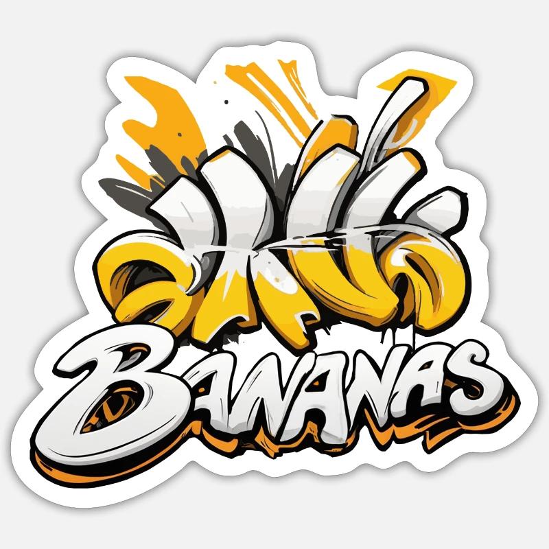 Bananen, Graffiti-Text - Sticker Größe S (10 x 10 cm) - Mattweiß