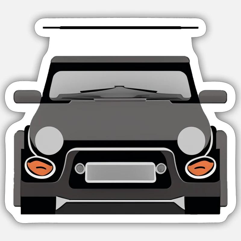 Minimalistisches Auto frontal - Sticker Größe S (10 x 10 cm) - Mattweiß