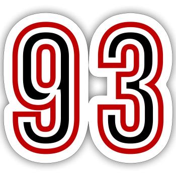93 Number Years Jersey - Sticker size S (10 x 10 cm) - white matte - Front