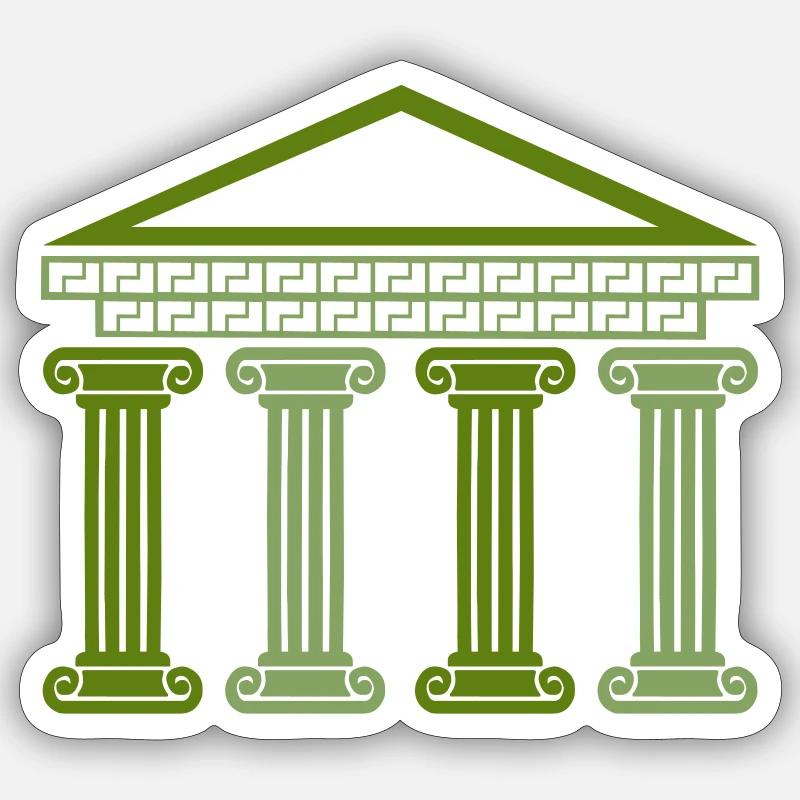 griechisches antikes gebäude - Sticker Größe S (10 x 10 cm) - Mattweiß