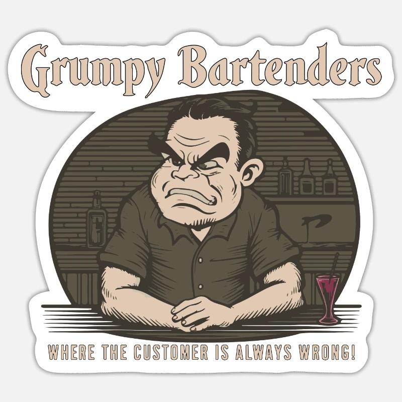 MÜRRISCHE BARKEEPER - Sticker Größe S (10 x 10 cm) - Mattweiß