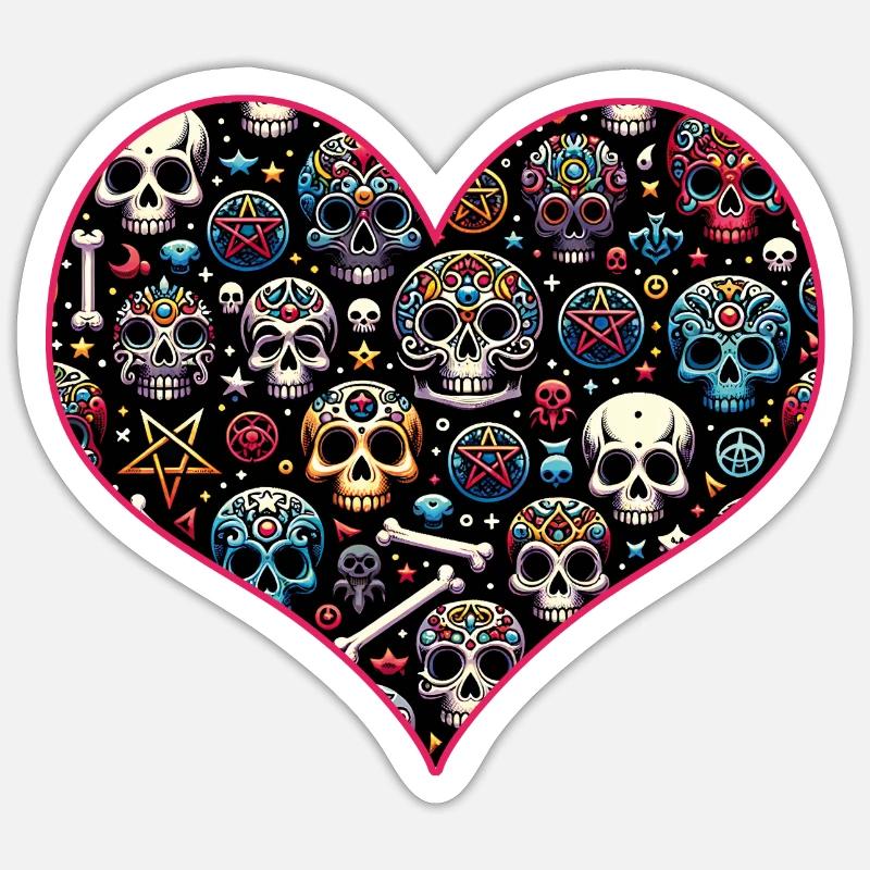 Buntes dekoratives Skullmuster Sticker Größe S (10 x 10 cm)
