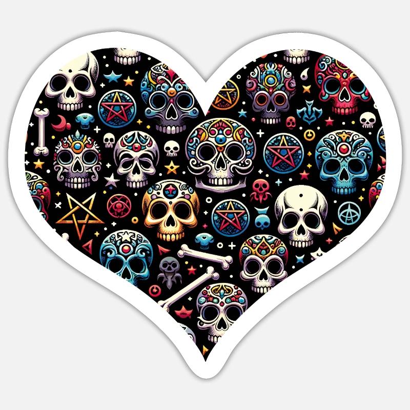 Buntes dekoratives Skullmuster Sticker Größe S (10 x 10 cm)
