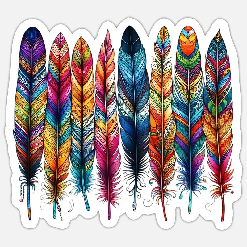 Feathers - Sticker size S (10 x 10 cm) - white matte