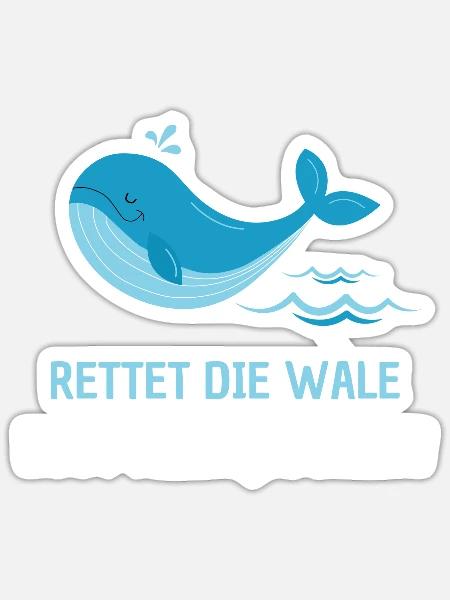 Rettet die Wale esst mehr Japaner! lustiger Spruch - Sticker Größe S (10 x 10 cm) - Mattweiß