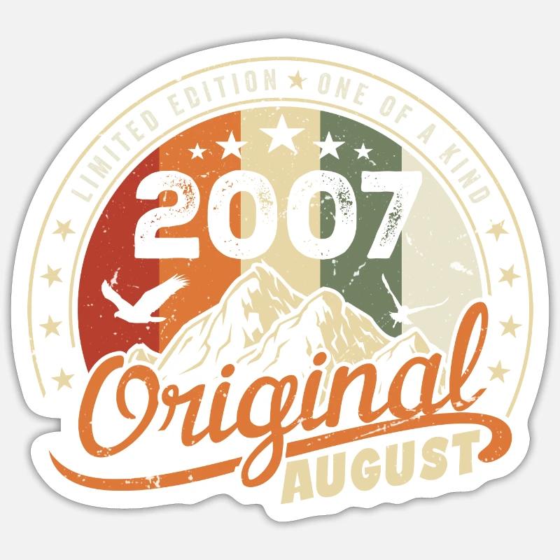 August 2007 Geburtstagsgeschenk August 2007 Retro 2007 - Sticker Größe S (10 x 10 cm) - Mattweiß
