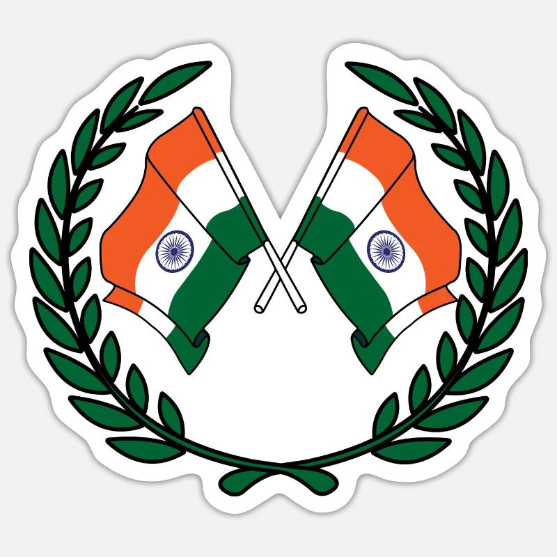 Drapeaux de l’Inde en couronne de laurier Sticker taille S (10 x 10 cm)