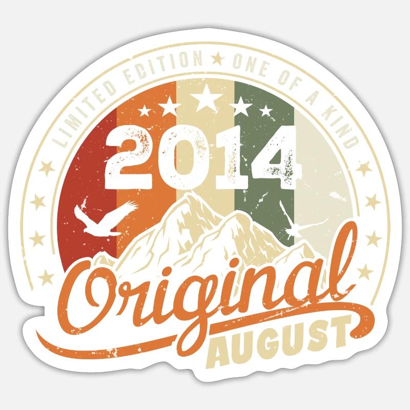 August 2014 Geburtstagsgeschenk August 2014 Retro 2014 - Sticker Größe S (10 x 10 cm) - Mattweiß