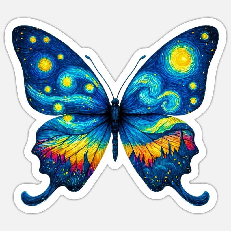 Papillon - Sticker taille S (10 x 10 cm) - blanc mat