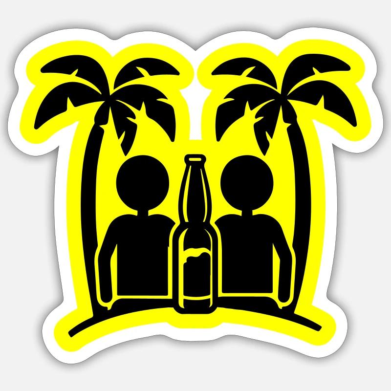 Insel Strand Party Drinking - Sticker Größe S (10 x 10 cm) - Mattweiß