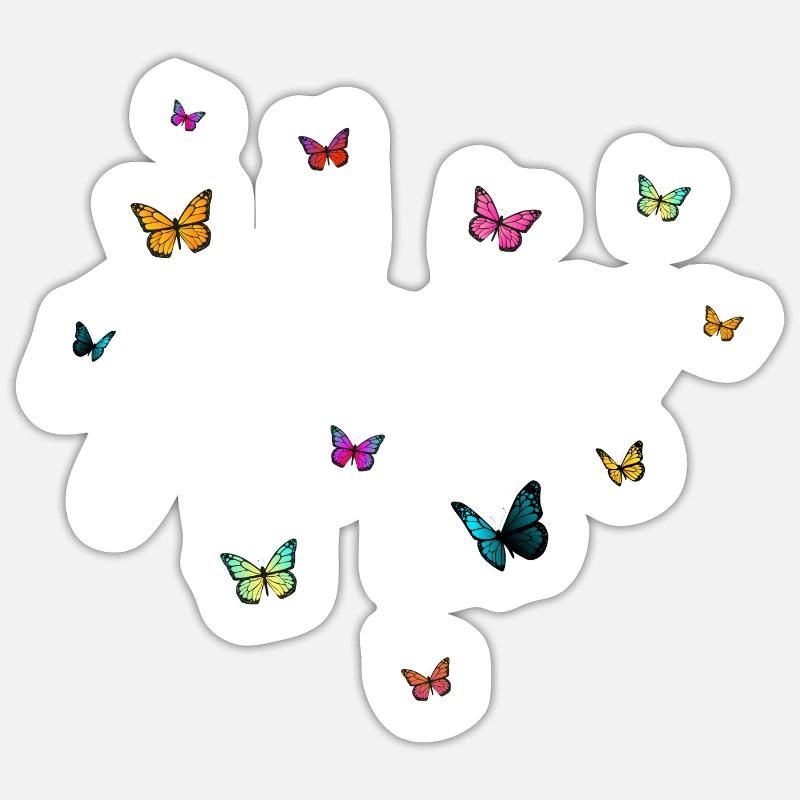 NOVA - Mädchen Name mit bunten Schmetterlingen - Sticker Größe S (10 x 10 cm) - Mattweiß