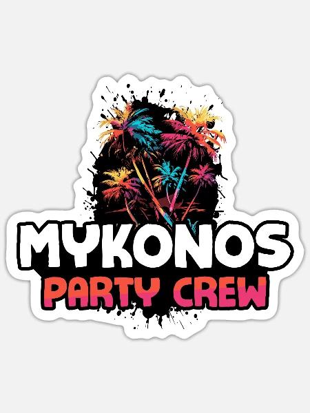 Mykonos Party Crew - Sticker Größe S (10 x 10 cm) - Mattweiß
