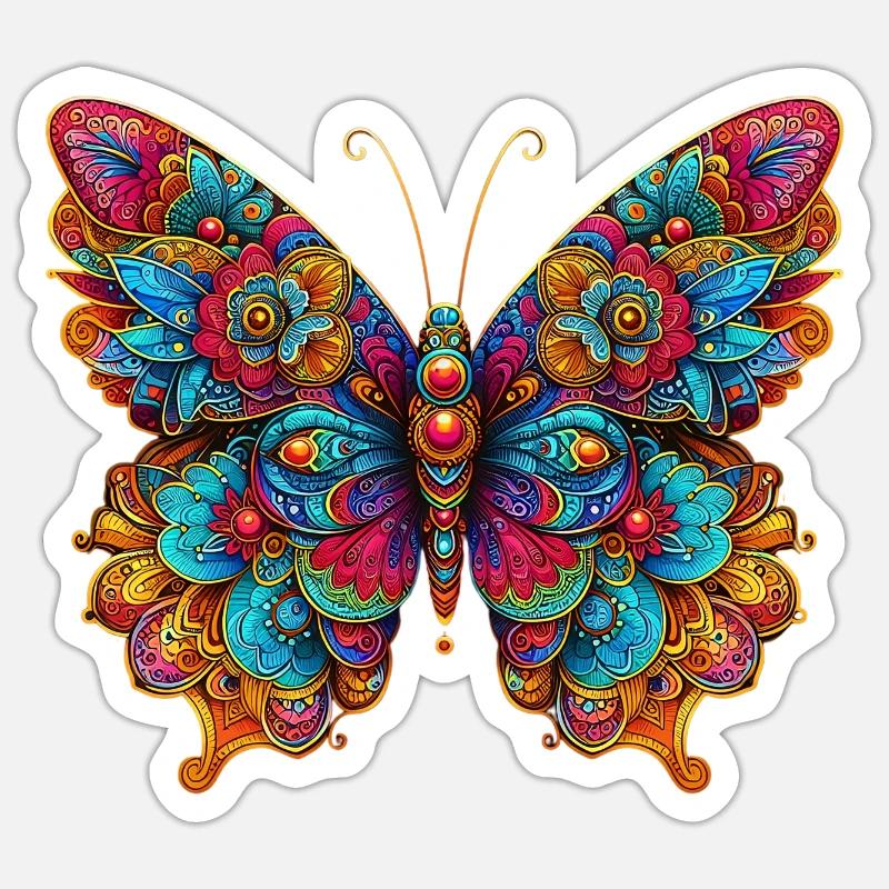 Papillon - Sticker taille S (10 x 10 cm) - blanc mat