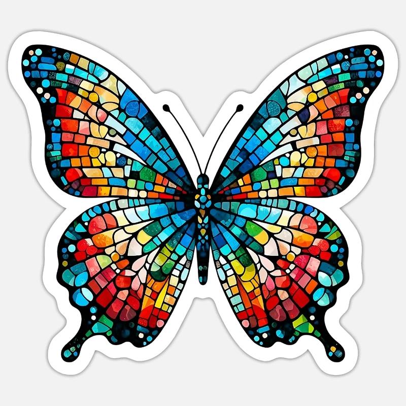 Papillon - Sticker taille S (10 x 10 cm) - blanc mat