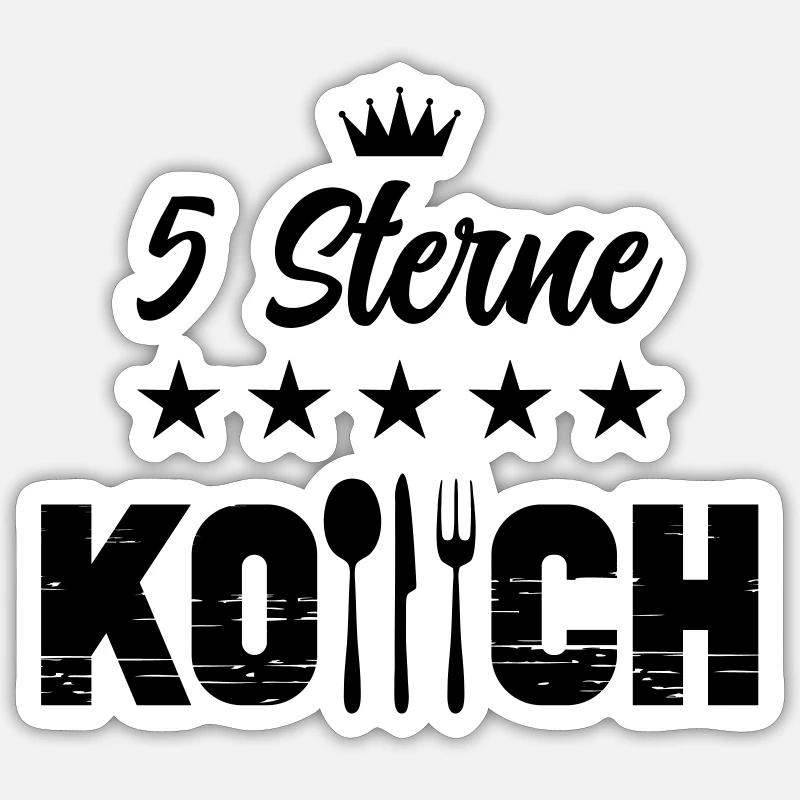 5 sterne koch - Sticker Größe S (10 x 10 cm) - Mattweiß