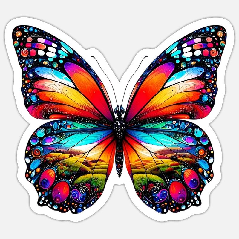 Papillon - Sticker taille S (10 x 10 cm) - blanc mat
