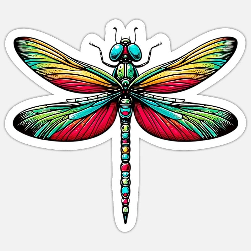 Libelle - Sticker Größe S (10 x 10 cm) - Mattweiß