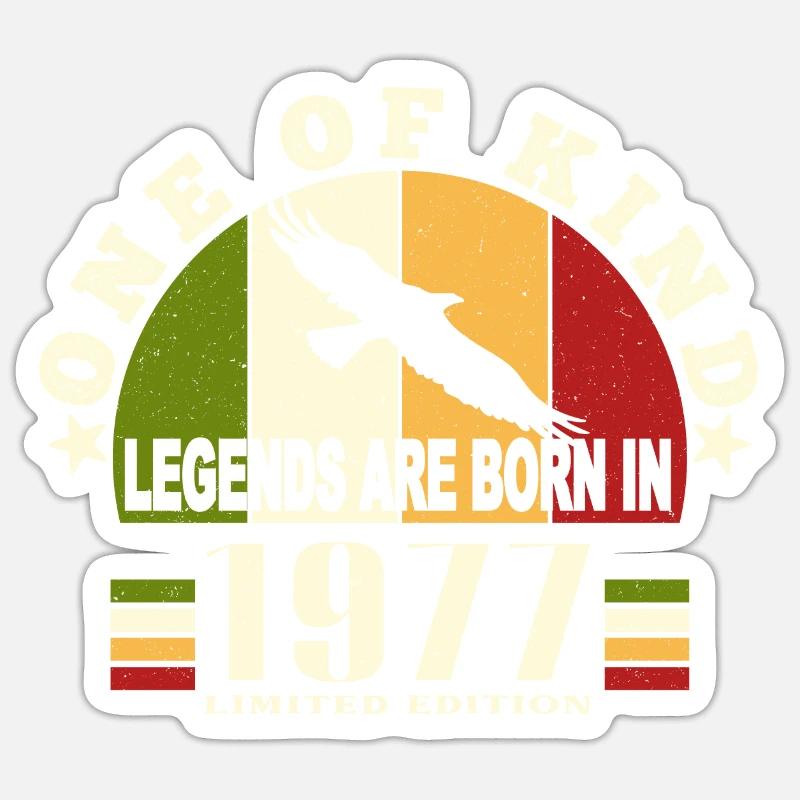 Legend Born 1977 anniversaire 47 ans Sticker taille S (10 x 10 cm)